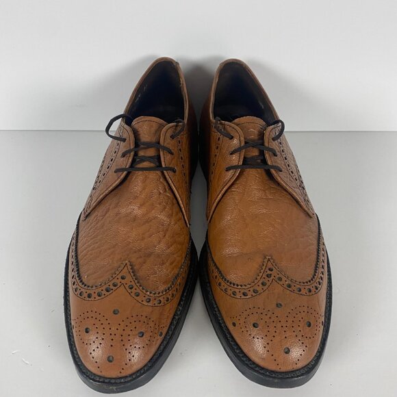 Vintage Hartt Dress Shoes Men's Size 11 Tan Camel Brown Derby Oxford Brogue - Picture 4 of 11